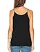 Dohia Womens Chiffon Tank Top Spaghetti Strap Satin Camisole Sleeveless Cami Tops C2714(M, Black)