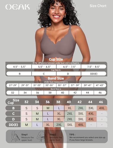 Image of OEAK Women Value Series Jelly Bras Wireless Pushup Convertible Bra | Everyday Essentials,Comfortable Bralettes,No Underwire,Full Coverage,Support Lift,Tshirt,Soft,Seamless,Scalloped