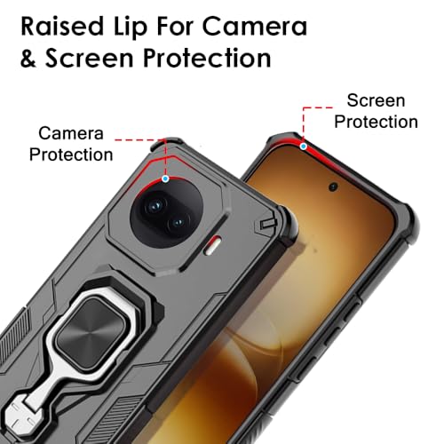 Image of TheGiftKart Tough Armor Bumper Back Case Cover for iQOO 15R 5G | Ring Holder & Kickstand in-Built | 360 Degree Protection Back Case Cover for iQOO 15R 5G (PC & TPU, Black)