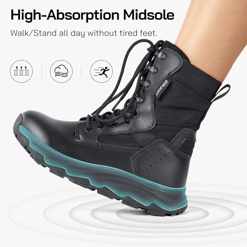 Image of Women's 8 Inch Hiking Tactical Combat Boot Waterproof Military Work Boots Lightweight Military Boots Non Slip Ankle Support Outdoor Boots for Women
