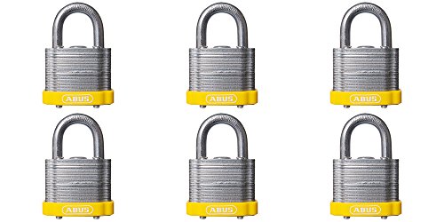 Image of ABUS 41 /40 Laminated Steel Safety Padlock Yellow Bumper Keyed Different, Pack of 6