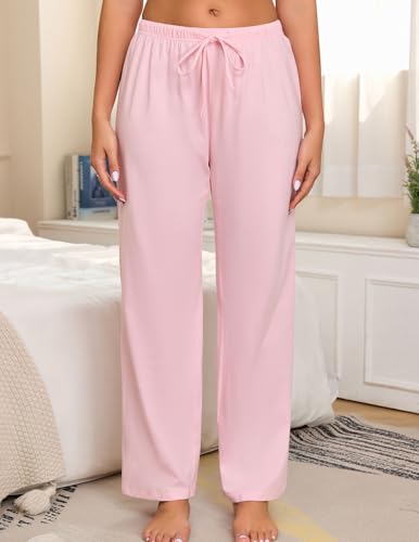 Image of Veseacky Women 100% Cotton Pajama Bottoms Comfy Soft Lounge Sleep Pants Drawstring Sleepwear 3 Pack S-XXL