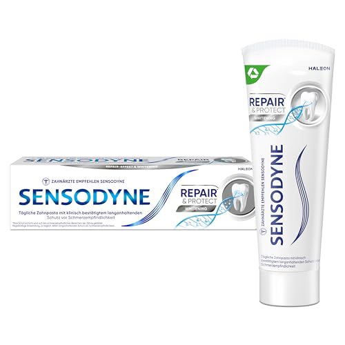 SENSODYNE Repair und Protect Whitening Zahnpasta tägliche Zahnpasta mit Fluorid 1x75ml bei schmerzempfindlichen Zähnen