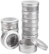 BENECREAT 10 Pack 5 OZ Tin Cans Screw Top Round Aluminum Cans Screw Lid Containers with Clear Win...