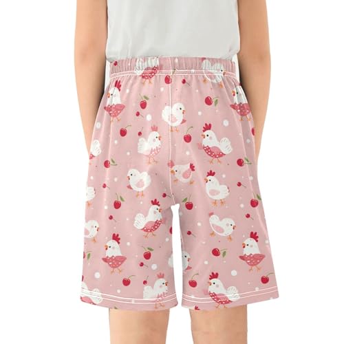 ALAZA Cute Chicken Cherry Pajama Shorts Sleep Shorts Pant Lounge Pajama Bottoms Elastic Waist with Pockets2