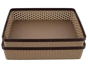 Kuber Industries A4 Office Paper Tray|Stationery Office Storage Organizer|Paper Tray|File Tray|Basket For Storage|Pack of 2 (Brown)