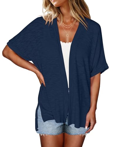 Halife Womens Summer Lightweight Cardigan Short Sleeve Open Front Casual Loose Cover Ups