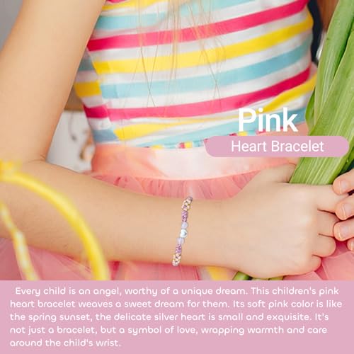 Charm Bracelet - Sterling Silver Heart Adjustable Handmade Kids Bracelet for Toddler 4-15 Year Old - Jewelry Gift for Birthday2