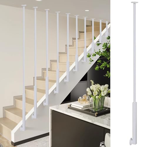 Garde-corps escalier blanc métal colonne 162 cm design moderne chic - 2