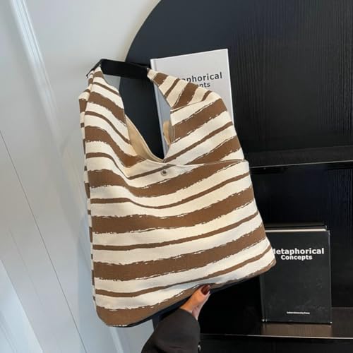 Striped Fuzzy Bucket Bag Large Capacity Shoulder Bag with Magnetic Closure 2025 Style Handbag for All-seasons3