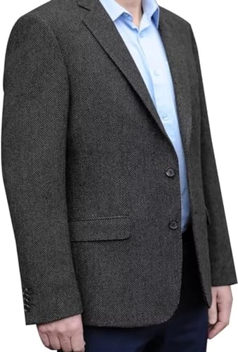 SOCOOL Men's Herringbone Tweed Blazer Jacket Wedding Groomsmen Prom Jackets 2 Buttons2