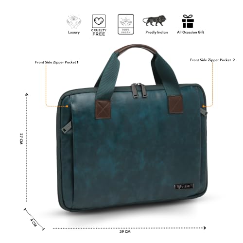 Image of VISMIINTREND Stylish Leather Laptop Bags for Men & Women | Office, Messenger, Shoulder, Handbag | Fits 13 inch,14 inch, 15.6 Inch Laptops, Macbook | Corporate Gifts for Men, Clients, Employees