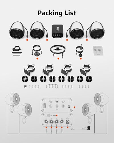 Ehaho 1200W 4-Pack Bluetooth Speaker System