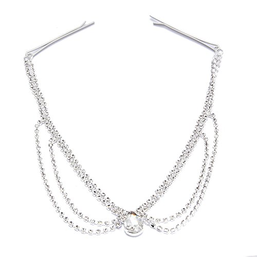 FACILLA® Women Lady Head Hair Chain Headpiece Forehead Band With Hairpin Alloy Rhinestone