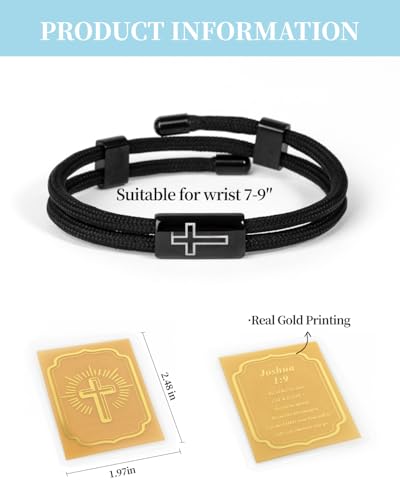Pulsera cruz ajustable para hombres con tarjeta bíblica de oro miniatura 3