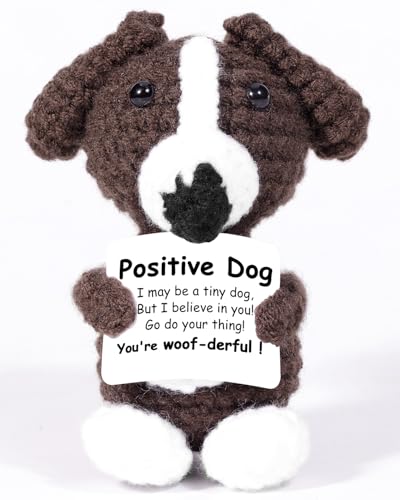 AICase for Essa Dog Plush Positive Dachshund Crochet Dog Animals,Emotional Support Nuggets Dog Mom Gifts for Women Birthday Corgi Lovers Inspirational Cute Puppy Themed Decor Presents for Men Dad