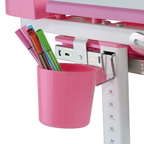 Image of Mount-It! Accessory Kit for Height Adjustable-Kids-Desk | Includes LED-Lamp, Book Holder Shelf and Pencil Holder-Cup, Pink, Works with Older Desk Models