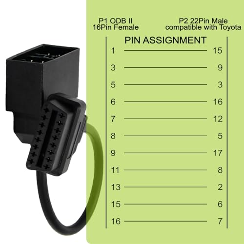 Goliton 22 Pin OBD1 to 16 Pin OBD2 Convertor Adapter Cable Compatible with Toyota Diagnostic Scanner