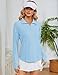 LOMON Women's Long Sleeve Shirts Sun Protection 1/4 Zip Summer Quick Dry Hiking Shirts Hiking Shirts Women Quick Dry（Blue,L）