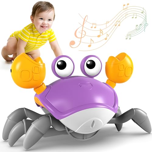 Image of Crawling Crab Toy, Infant Tummy Time Baby Toys, Fun Interactive Dancing Walking Moving Toy Babies Sensory Induction Crabs with Music, Baby Toys 0-6 to 12-18 Months Boys Girls Toddler Birthday Gift