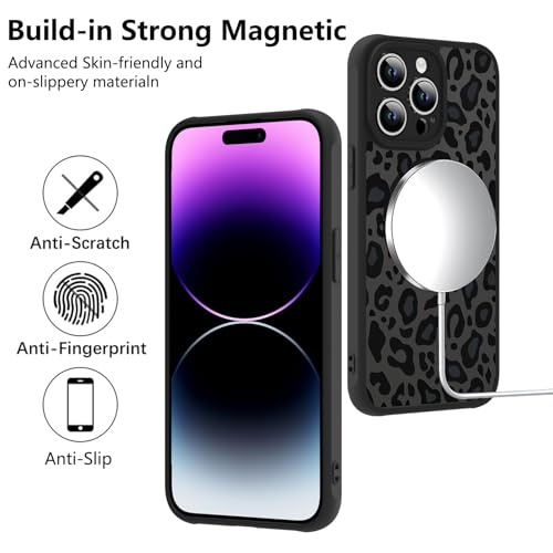 Image of KANGHAR Case for iPhone 14 Pro Max Phone Case Leopard Printed Pattern | Cute Cheetah [Compatible with Magsafe] Protective Magnetic Case for Girls Women Men 6.7 inch