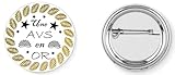 Fait main avec soin en France Badge broche pins une avs en or feuille 37mm handmade cadeau