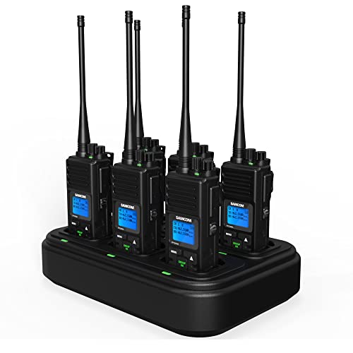 SAMCOM FPCN30A Two Way Radio Commercial with Gang Charger, Rechargeable 2 Way Radio,5W Walkie Talkie High Power,Programmable Radios for Warehouse,Churches,Jobsite (6 Pcs Radio + Charger Gang)