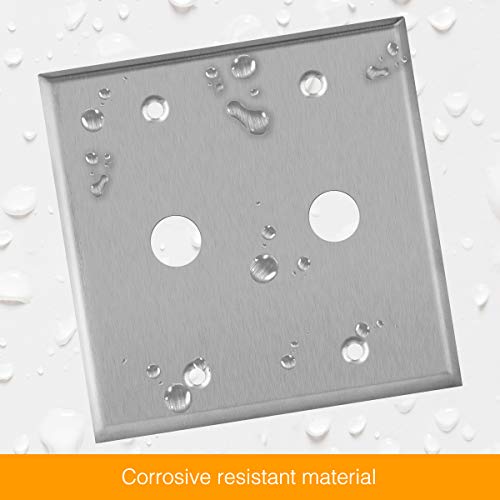 Image of ENERLITES 0.625 inch Diameter Hole Phone Cable Metal Wall Plate, Corrosive Resistant, Size 1-Gang 4.50 inch x 2.76 inch, 7762, 430 Stainless Steel, UL Listed, Silver