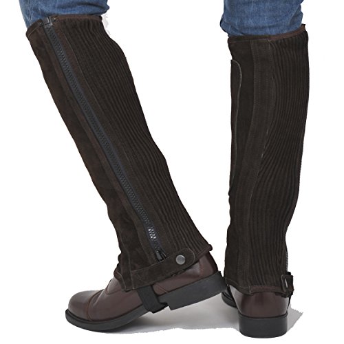  Riders Trend, Chaps da Equitazione in Pelle con Elastico, 10 Anni