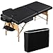 Yaheetech Mobile Massageliege 2 Zonen Massagetisch klappbar Massagebett Höhenverstellbar Holzbein mit Zubehör & Tragetasche 250 kg belastbar