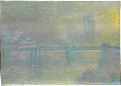Pintura en lienzo de Monet Charing Cross Bridge Londra decorativa para dormitorio de 60x90cm