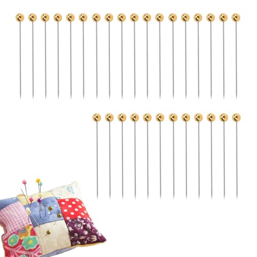 200Pcs Sewing Pins, Straight Pins for Fabric Quilting Pins Corsage Stick Pins Gold Ball Head with Storage Box for Fabric Craft Sewing
