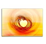 Echter Holzrahmen Paul Sinus Art Abstrakte Bilder 60x80cm Liebe Herz gelb rot Abstrakt202 Kunstdrucke auf Leinwand fertig bespannt Einteiler