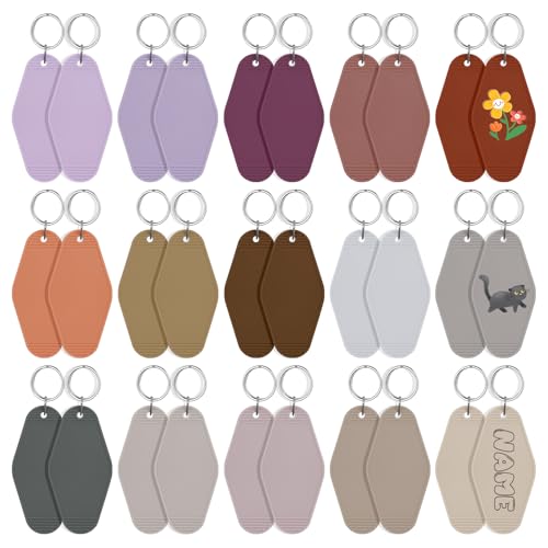 Image of LOTMER 20 /30 /40 /80 PCS Hotel Keychain Blank with Key Rings, 60 Colors Motel Key Chains for DIY Keychains