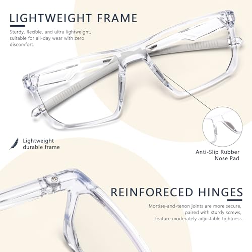 Image of Blue Light Blocking Glasses for Women Men, Square Thick Frame Anti Eyestrain & UV Glare JF6218