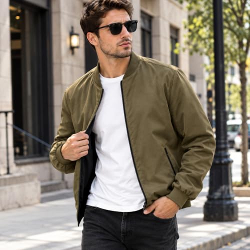 Fall Jackets for Men Khaki Zip Up Men's Light Weight Jacket Casual - image 6