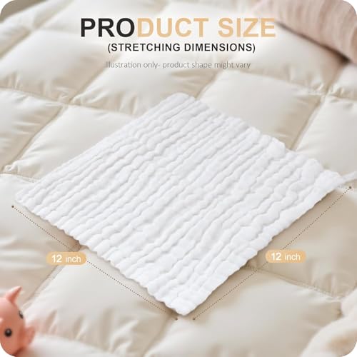Image of Cuddle Campus Baby Washcloths 6 Packs, Muslin Washcloths Baby,Cotton Burp Cloths, Extra Absorbent and Soft Wash Clothes for Newborns, 12x12 Inches
