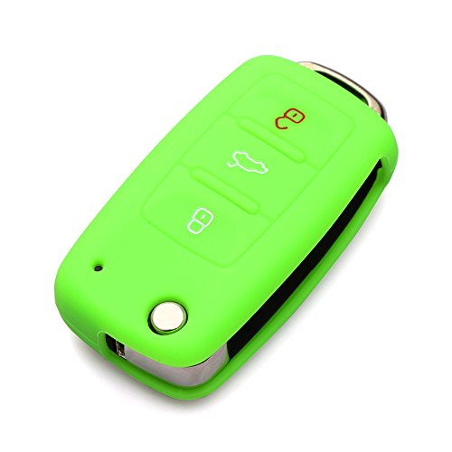AndyGo Protective Silicone Key Cover Keyless Entry Remote Fob Shell Fit for VW Volkswagen 3 Button