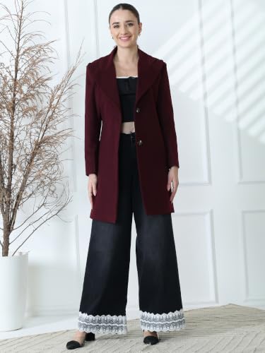 Image of PLAGG Women's Notched Lapel Long Overcoat