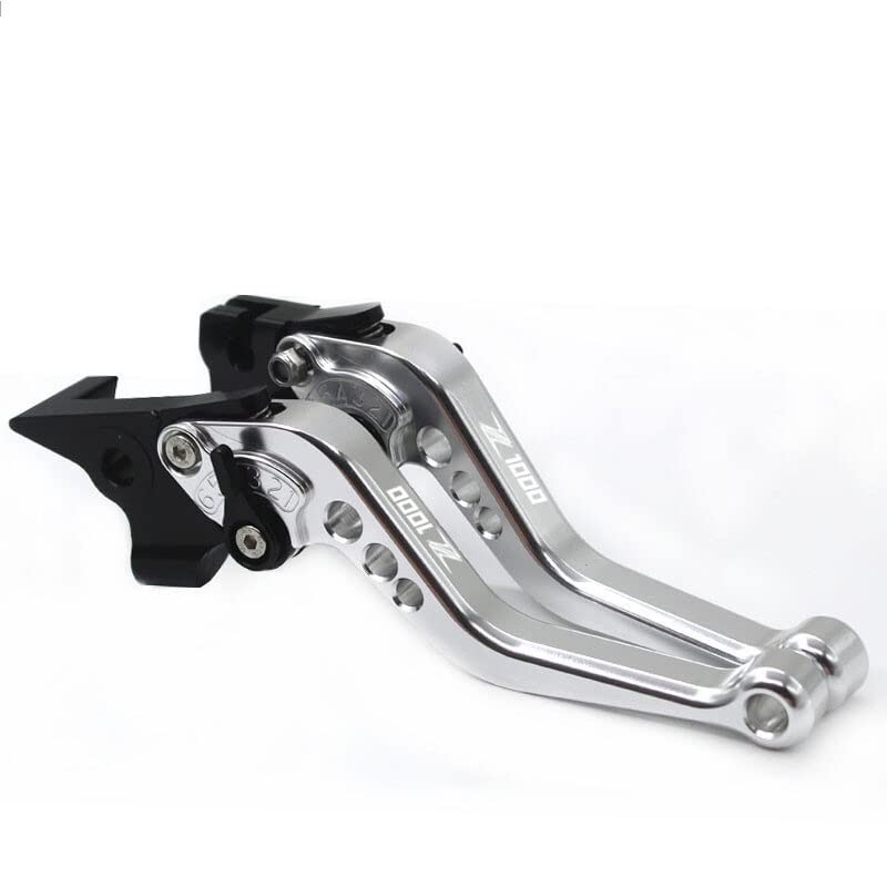 F Dla KAWASAKI Z1000 Z 1000 2017 2018 2019 akcesoria motocyklowe krótkie regulowane CNC dźwignie sprzęgła hamulca Y (Color : Silver)
