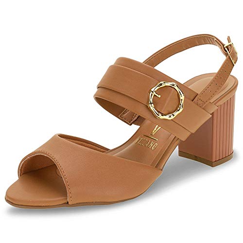 Sandália Feminina Salto Médio Vizzano Camel - 6375306