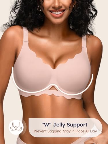 Image of Wireless Jelly Bras for Women No Underwire Seamless Full Coverage Bra with Support Comfort T-Shirt Bralette