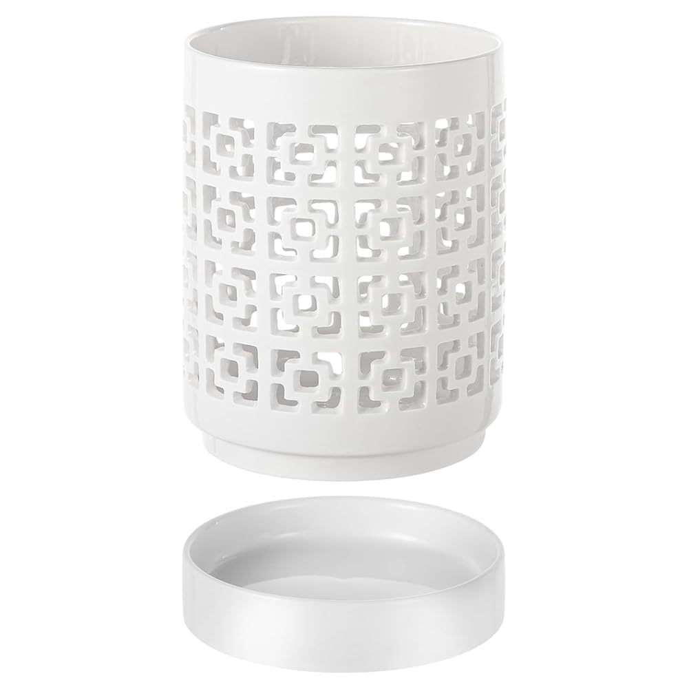 CTRLZS Orchid Pot with Holes Ceramic Plant Pots Outdoor Indoor Flower Pots for Repotting with Drainage and Saucer 4 Inch