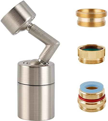 720 Degree Swivel Faucet Extender Female Sink Faucet Aerator with Male Adapter, Faucet Sprayer Attachment Can be Used as Eyewash Station, 55/64”-27UNS Female Swivel Faucet Aerator, Brushed Nickel
