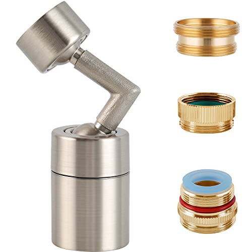 720 Degree Swivel Faucet Extender Female Sink Faucet Aerator With Male Adapter, Faucet Sprayer Attachment Can Be Used As Eyewash Station, 55/64”-27Uns Female Swivel Faucet Aerator, Brushed Nickel #TOP11
