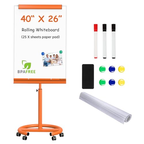 Image of TSJ OFFICE Rolling Whiteboard Standing - 40 x 26 Inches Mobile White Board