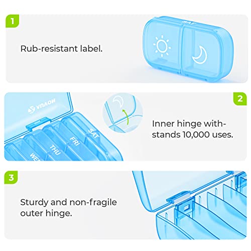 Image of AUVON Weekly Pill Organizer 2 Times a Day, One-Sided Opening, Easy to Use