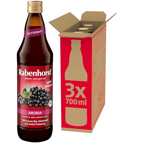 RABENHORST Aronia Muttersaft BIO 3er Pack (3 x 700 ml) - 100 % purer Aronia-Direktsaft aus erster Pressung
