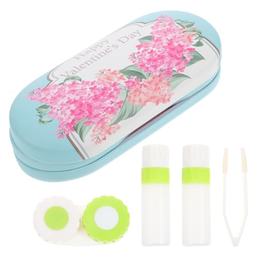 GOOHOCHY Estuche Portátil para Gafas Doble Capa Caja para Lentes de Contacto Resistente a Fugas Azul para Viaje y Uso Diario Accesorios de Viaje Práctico y Compacto