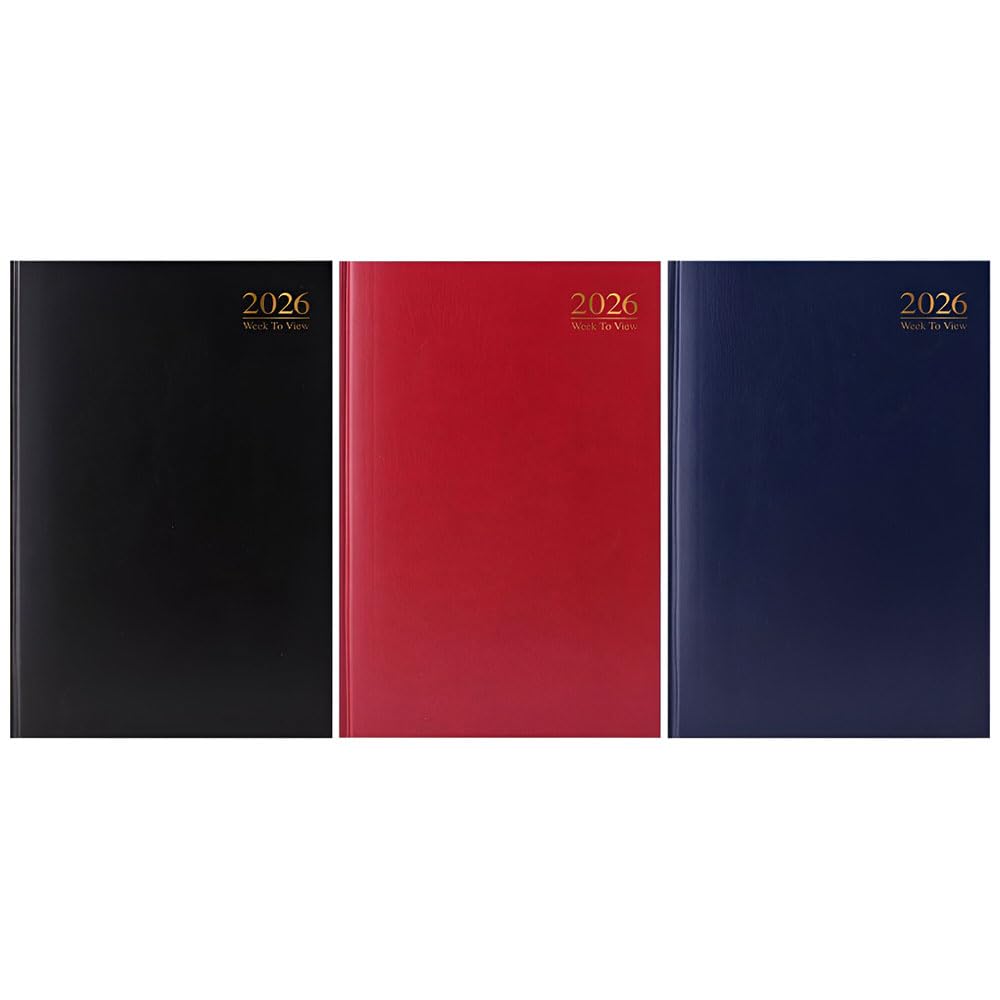 ZINNIAUK 2026 A4 Week to View Hardback Diary Weekly Planner Organiser in Assorted Colours with Notes Section Ideal for Home Office School Scheduling Time Management and Daily Planning